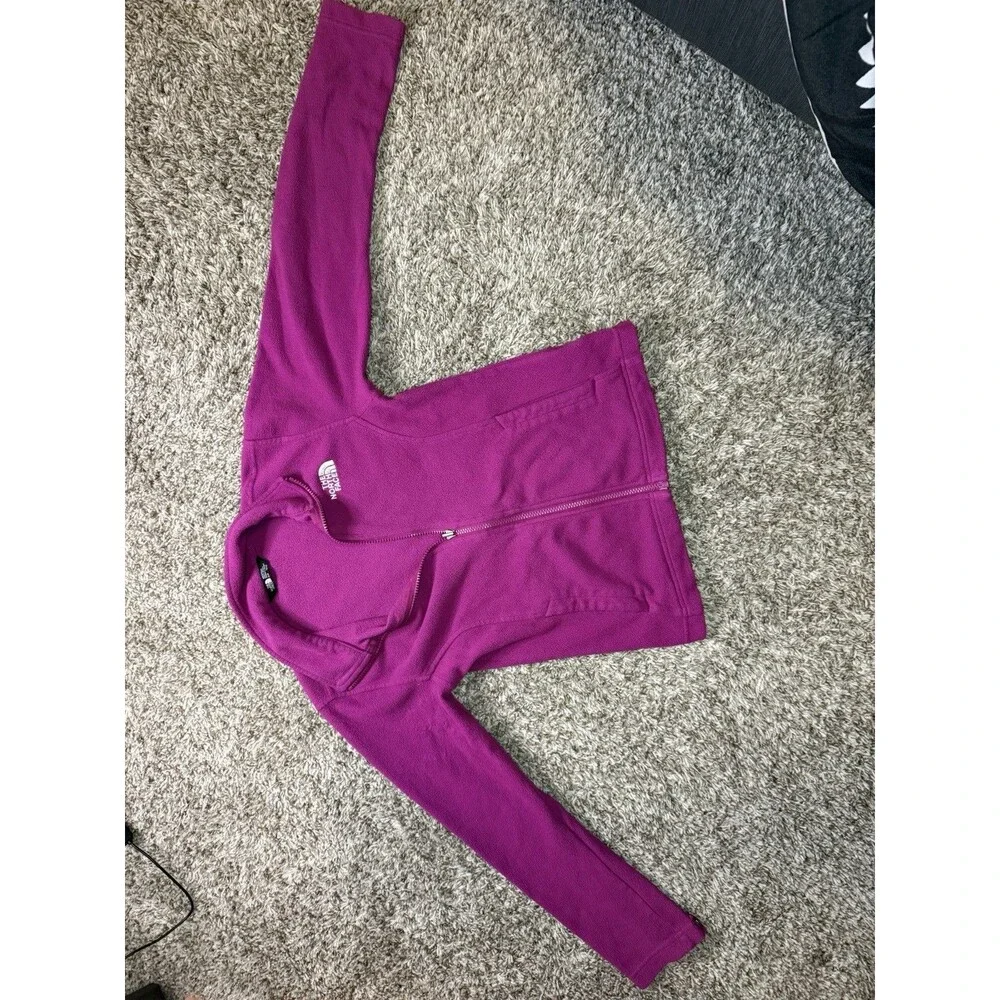 The North Face Girls TKA 100 Glacier Full Zip Fleece Jacket Fuchsia Purple Med